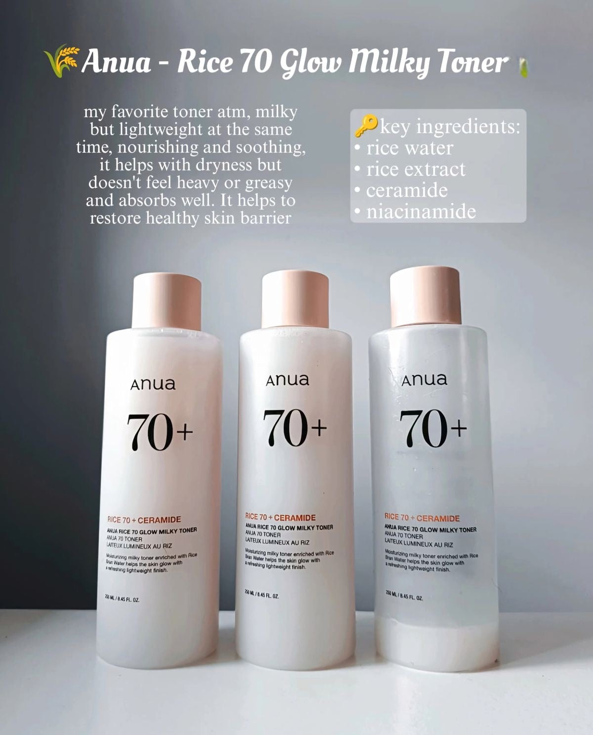 ANUA Rice milk toner 70+